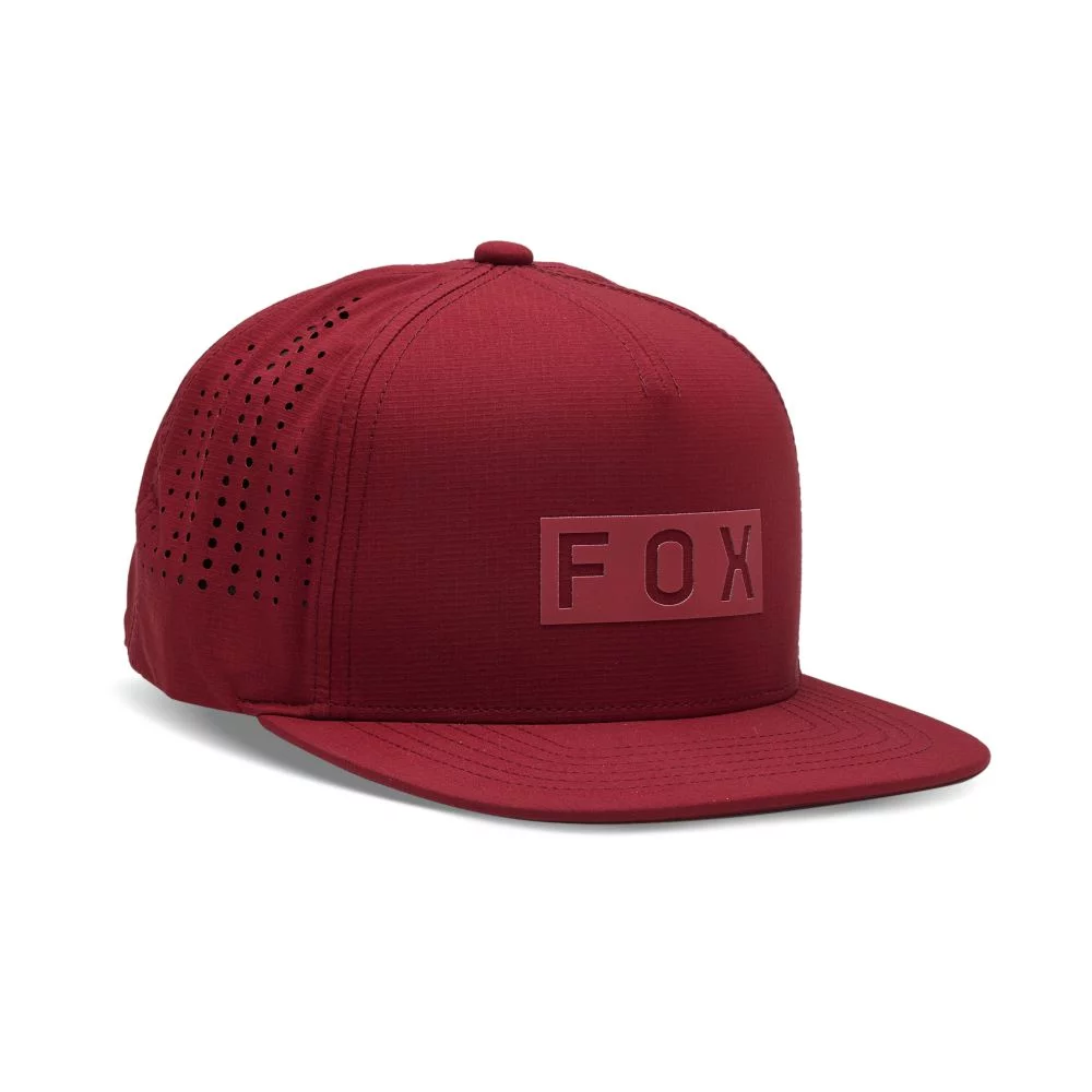 Fox Wordmark Tech Snapback Hat scarlet